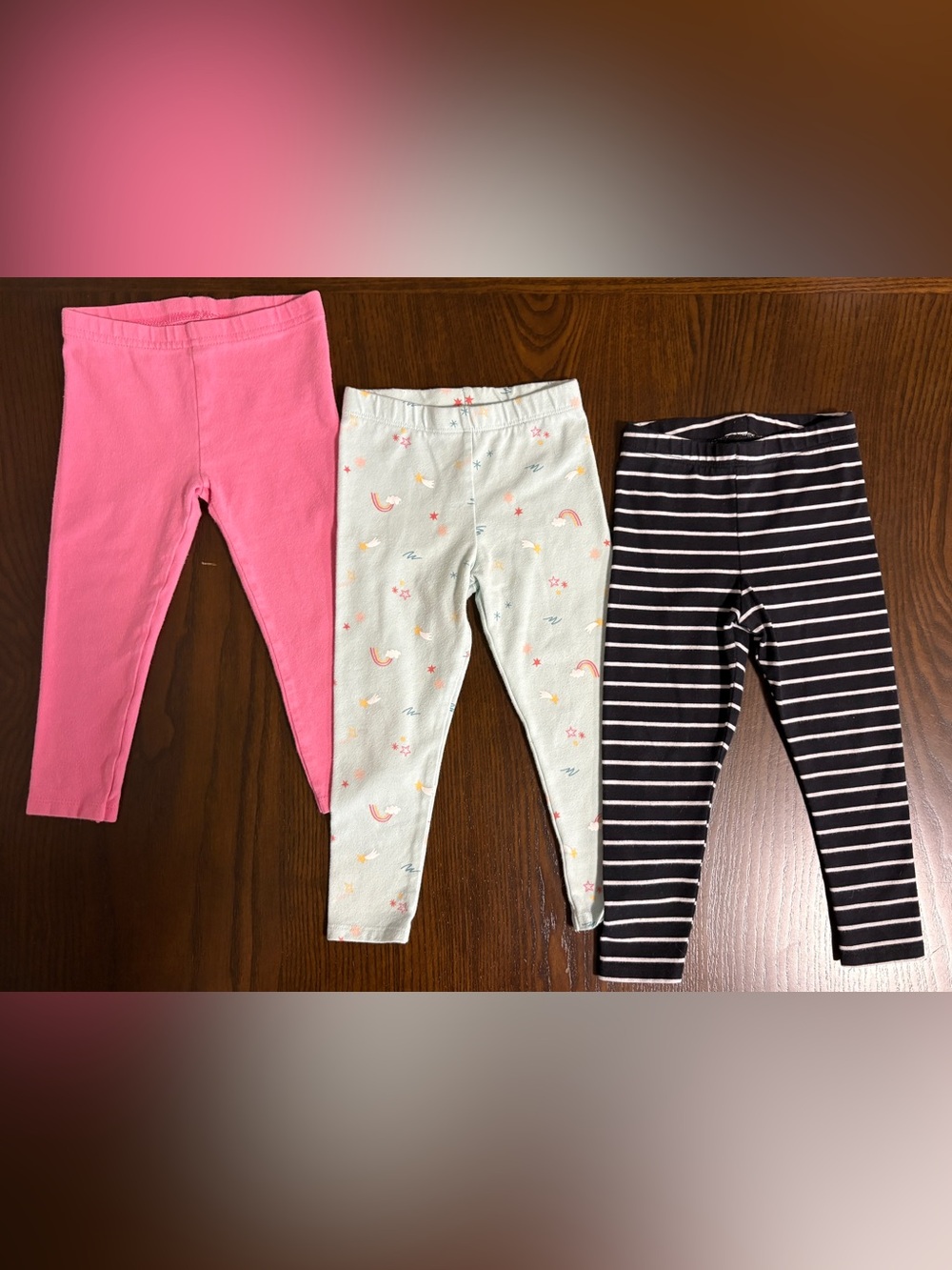 Garanimals Girls' Pink, Mint Rainbows & Black Stripe Leggings Set